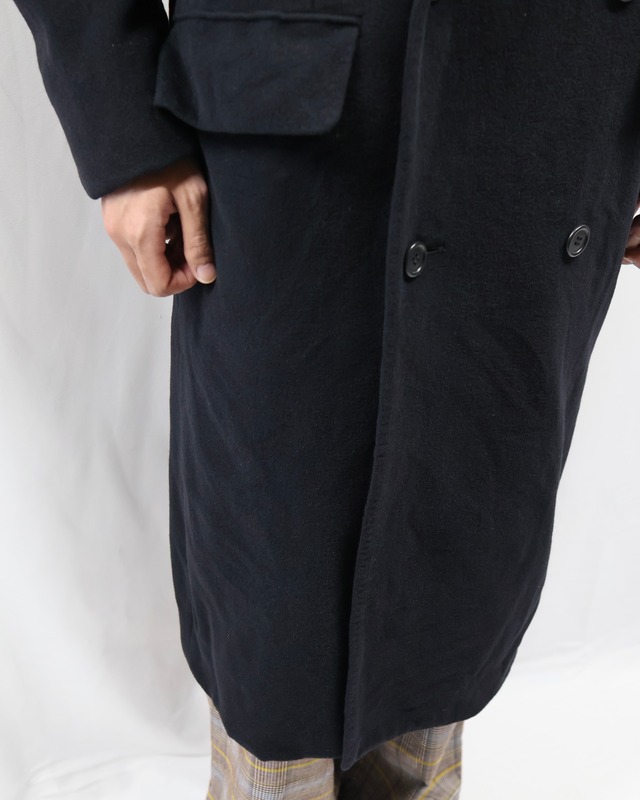 peaked lapel double breasted long coat