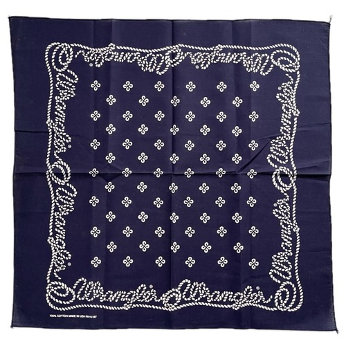 【Deadstock】Wrangler 縄文字 RN15187 ヴィンテージバンダナ MADE IN USA　ネイビー