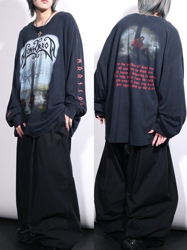 360° special graphic skull motif oversize l/s tee