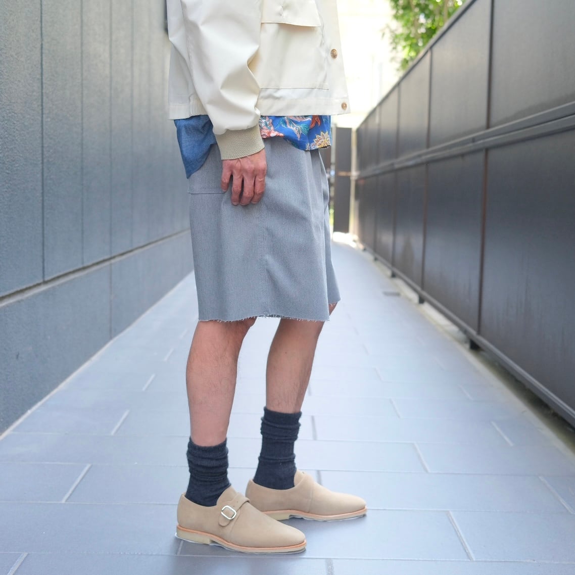KENNETH FIELD(ケネスフィールド) /SHORTS sweat like twill-GRAY-(43
