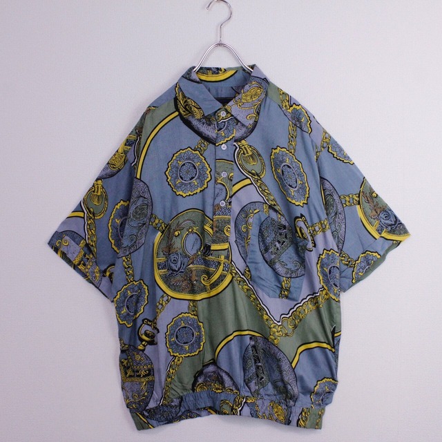 【Caka act2】Chain Total Pattern Loose S/S Polo Shirt