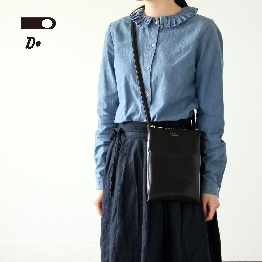 クラスカ バッグ BANK フラットポシェット レディース メンズ 日本製 CLASKA ポシェット 斜めがけ 肩掛け ファスナー付き マチなし おしゃれ かわいい 可愛い 合成皮革 シンプル シック プレゼント ギフト ブラック DO 32110676 Cs009