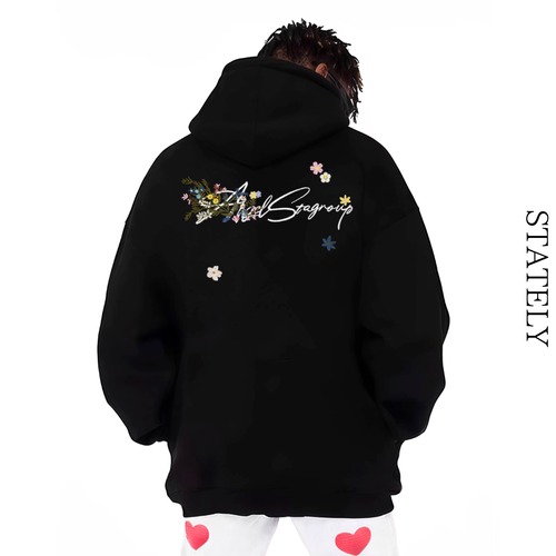 Unisex Floral Script フーディ/3color_T18 画像