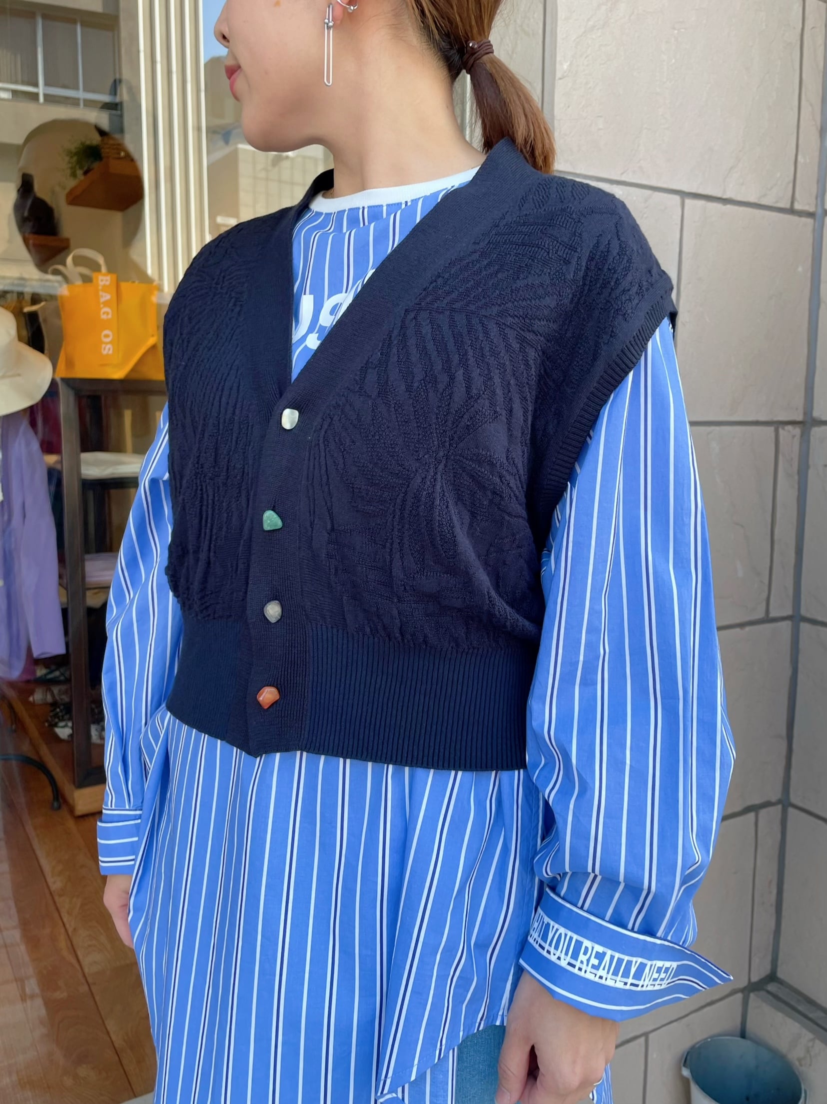 unfil / コットンカシミアリンクスパターンニットベスト | anouk