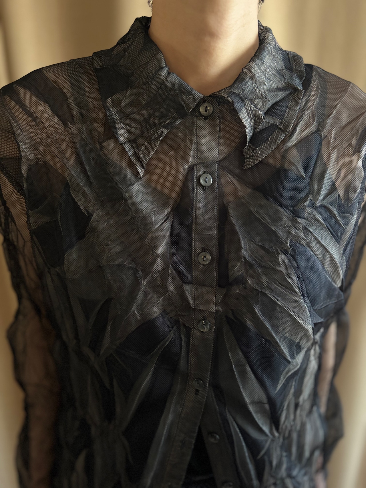 abstract mode sheer shirt-5135-1