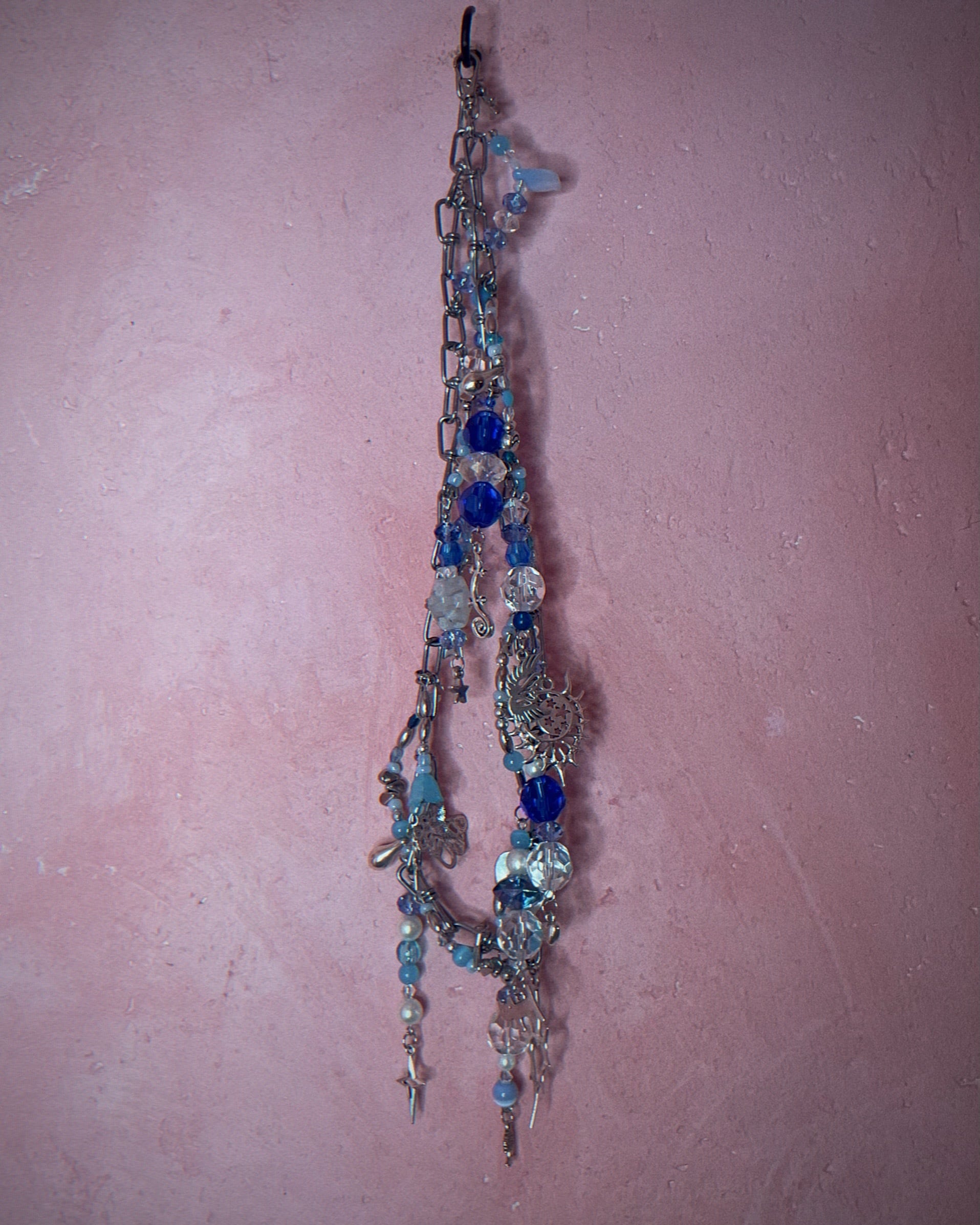 Chunky Charm Necklace 〈Silver blue〉