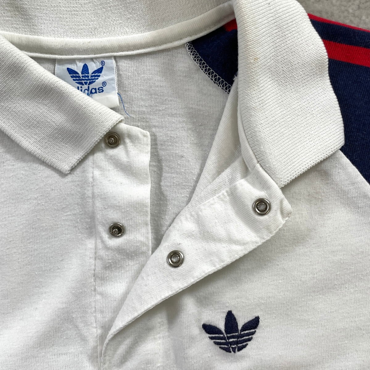 80年代 adidas アディダス トレフォイルロゴ 3本ライン ポロシャツ