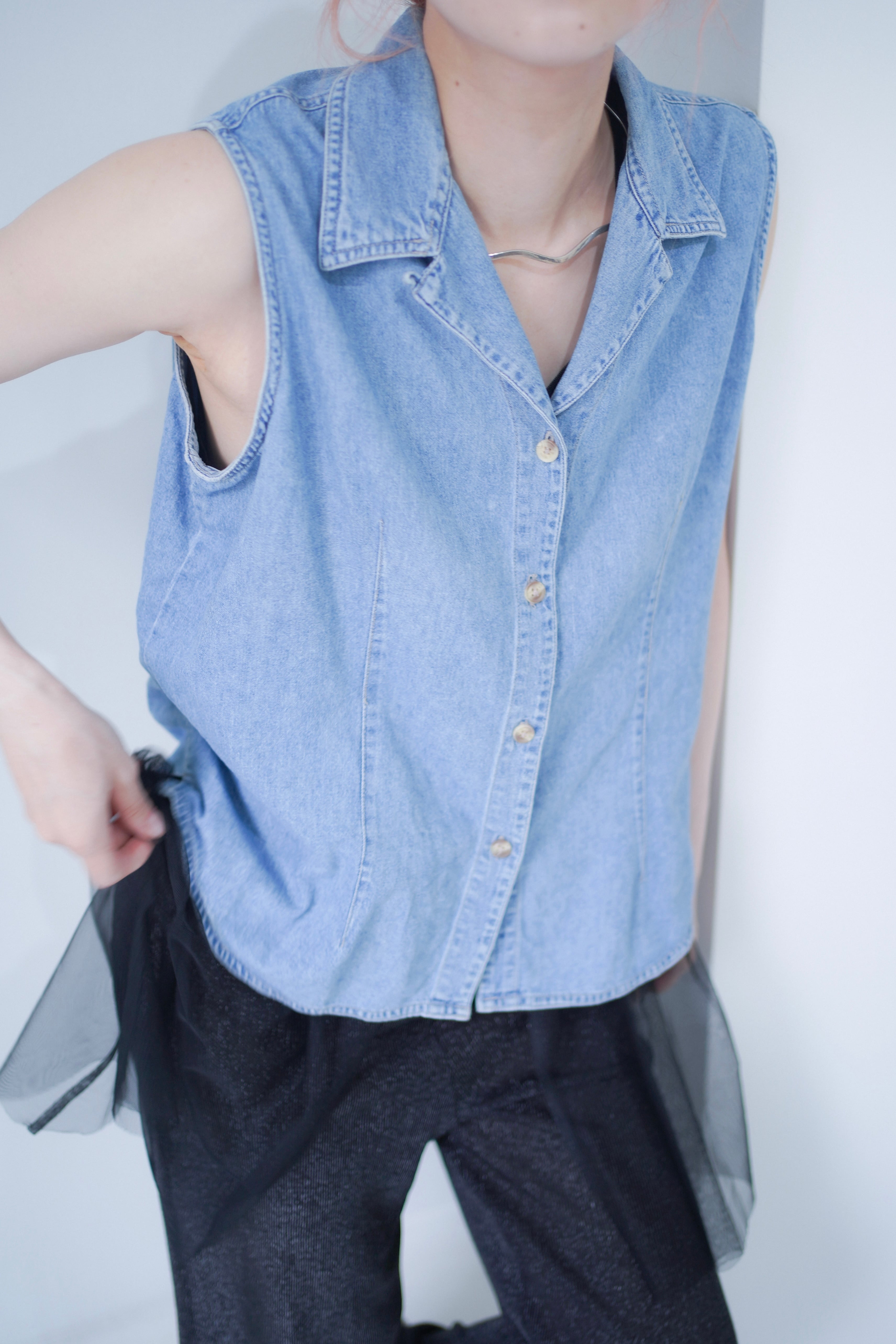 denim shirt vest