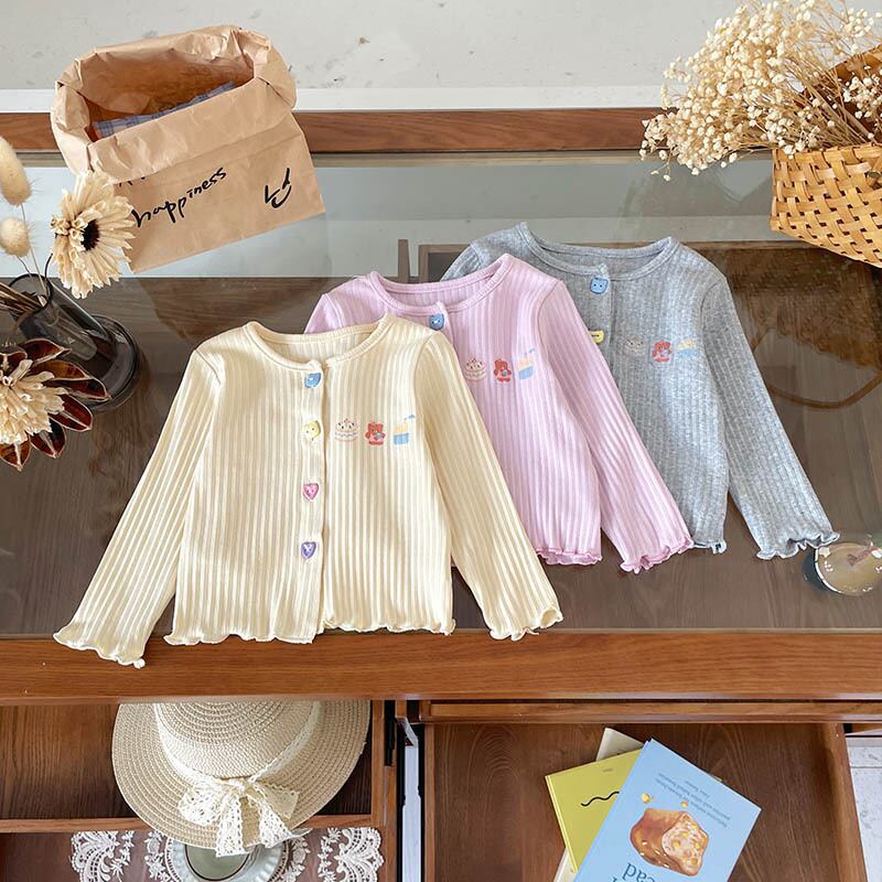 ハートカラーボタンリブカーディガン