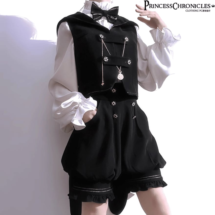 即納L】王子系・少年装 ハイウエスト 金ボタン＆フリル 貴族風