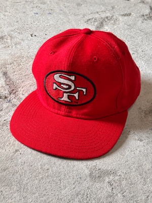 90～00s NEW ERA/SAN FRANCISCO 49ers Cap/Korea製/Free/ロゴパッチスナップバックキャップ/NFL/レッド/ニューエラ