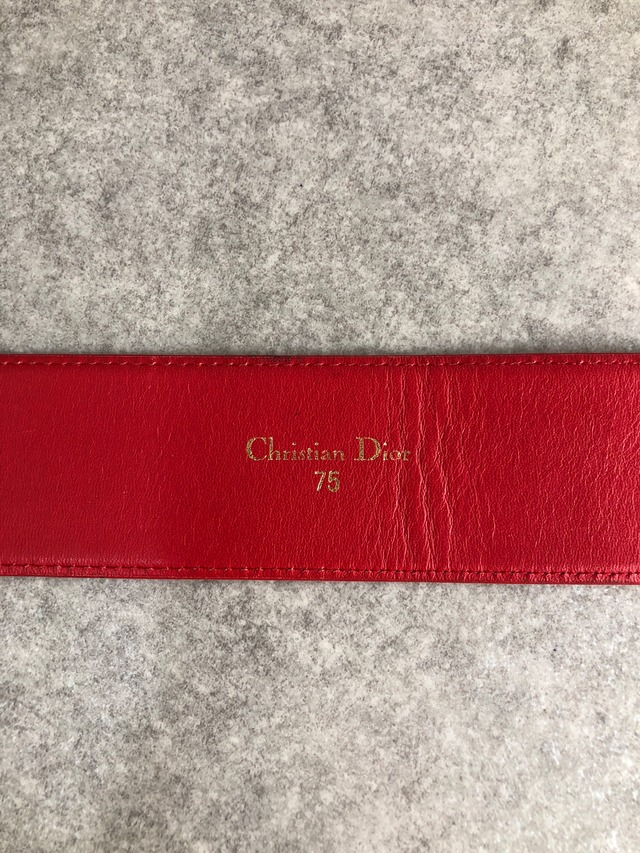 Christian Dior クリスチャン ディオール ベルト レッド オーバル レザー vintage ヴィンテージ オールド x8prhh
