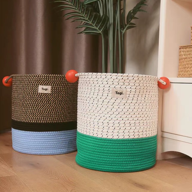 バイカラーコットンバスケット [pl055]