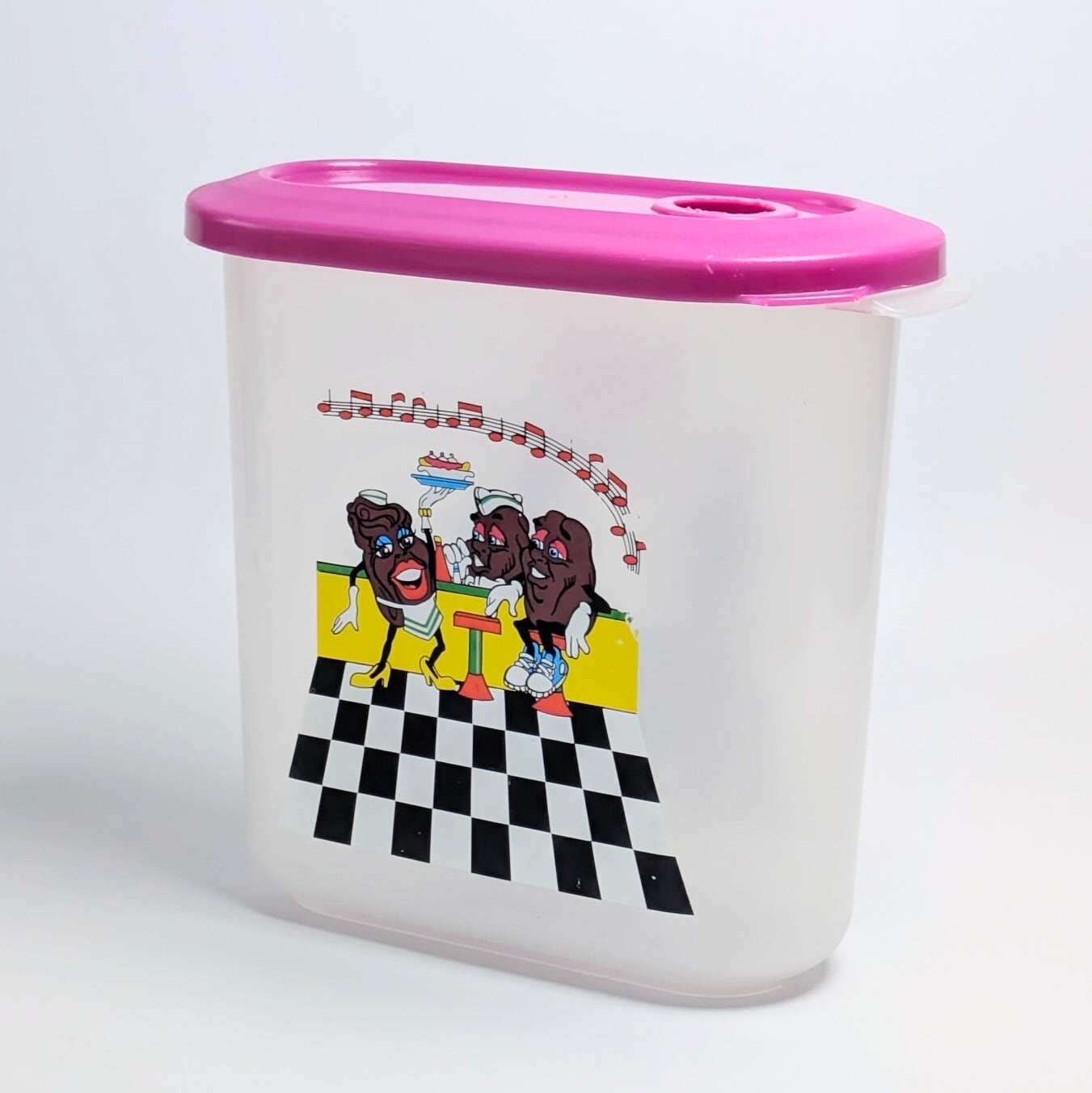 ☆ VINTAGE JUNK 1980年後半〜1990年前半 ☆【 California Raisins（カリフォルニアレーズン）】 プラスチックコンテナ 〚アメリカン雑貨 アメトイ〛