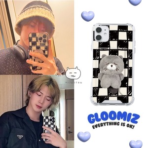 ★ATEEZ ヨサン 着用！！【GLOOMIZ】グルーミズ ブルーチェッカー タンクカードケース