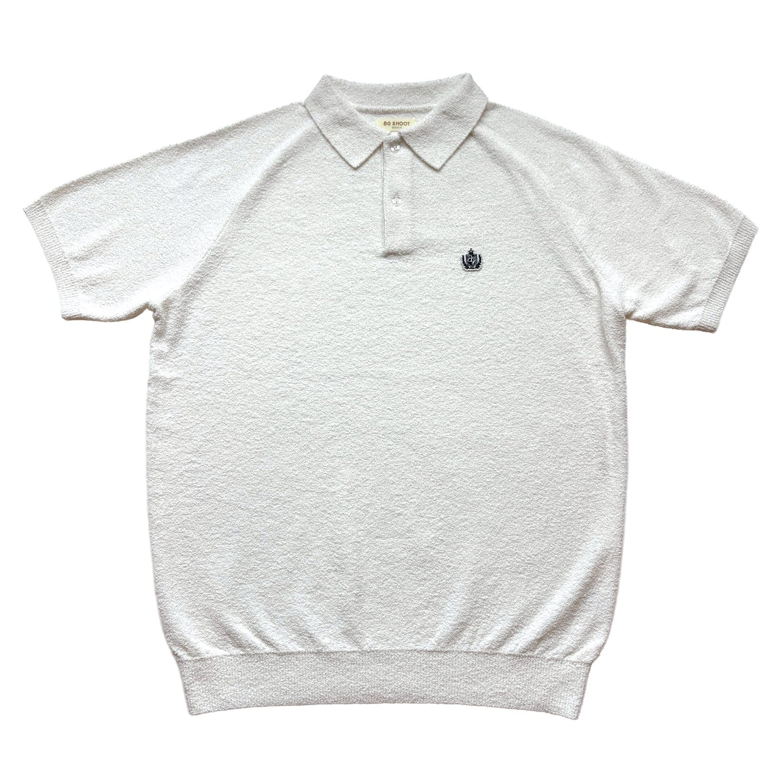 SUPER SOFT PILE KNIT POLO SHIRT -WHITE-