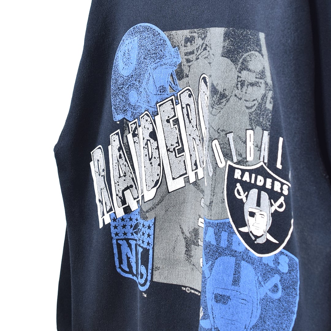 90s NFL レイダース USA製 ヴィンテージスウェット アメフト 黒 ブラック RAIDERS メンズM 古着 @CF0622 | ヤング衣料店 powered by BASE