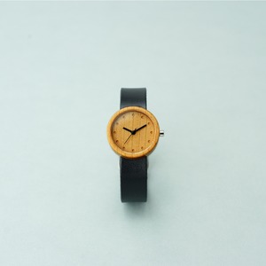 Cherry wood - Organic leather Black - S