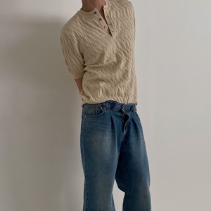 ヘンリーネックニットTシャツ　MT0080441