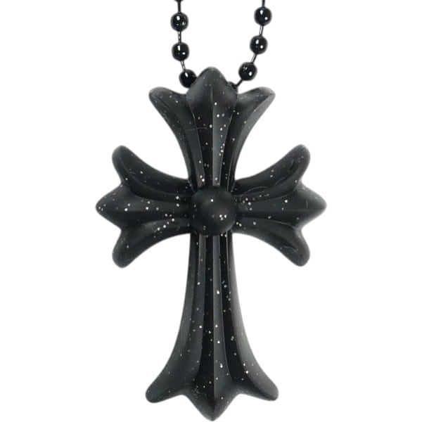 新色新品未使用 クロムハーツ シリコンネックレス ブラック グリッターラメ グク クロムハーツ ラバー スモール CHクロス シリコンネックレス 