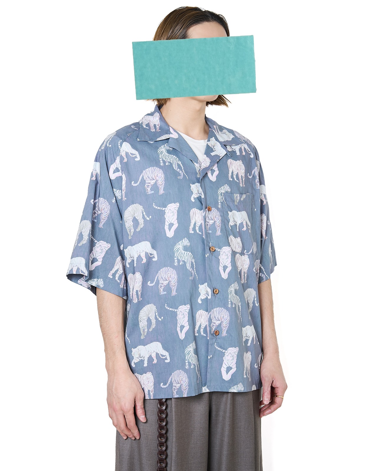 m's braque "SHORT SLEEVES ALOHA SHIRT〔BLUEGREY / TIGER〕"