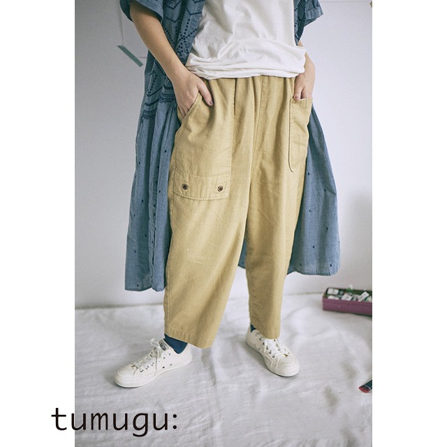 【tumugu:】TB24210 コットンリネンカツラギ　アンクルパンツ