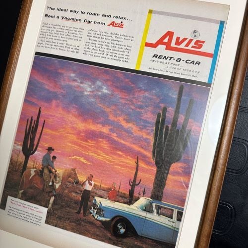 1957 AVIS CAR RENTAL MAGAZINE AD エイビス レンタカー ビンテージ 広告 額入り ヴィンテージ レトロ