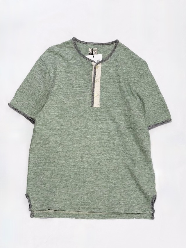 LOO&WEFT・EDGE PIPING CLASSIC HENLEY・ヘザーグリーン