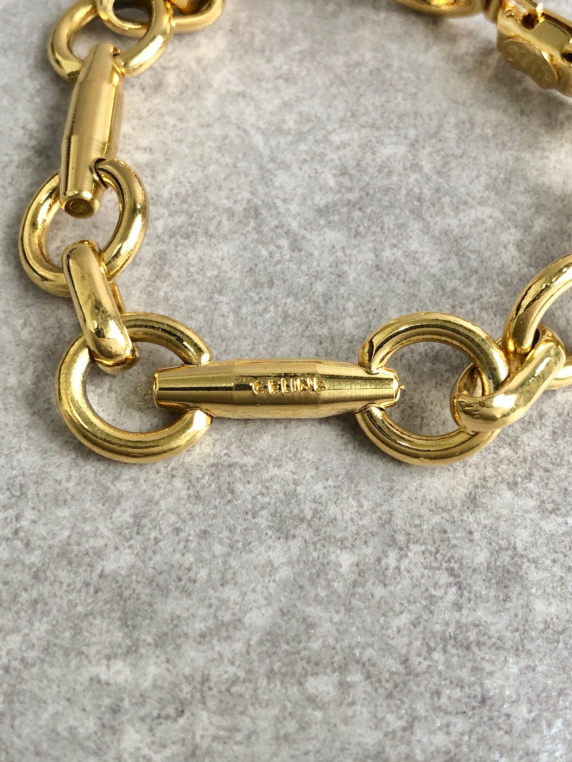 CELINE セリーヌ ブレスレット ゴールド ロゴ ホースビット vintage