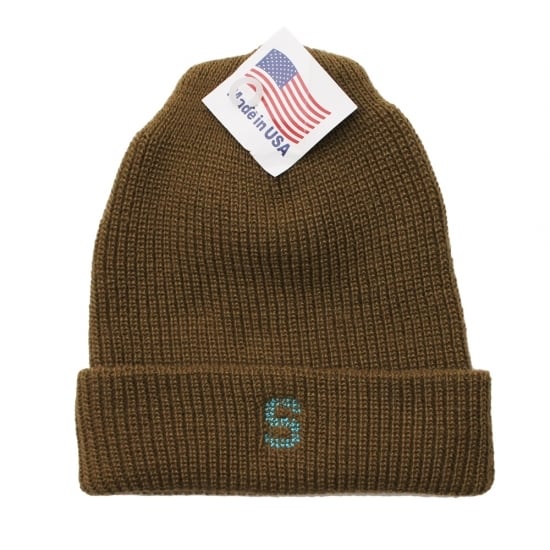 S LOGO WATCH CAP #BROWN