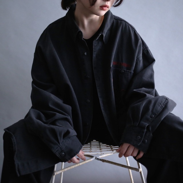 "HAREY-DAVIDSON" front and back embroidery 3XL over size shirt jacket