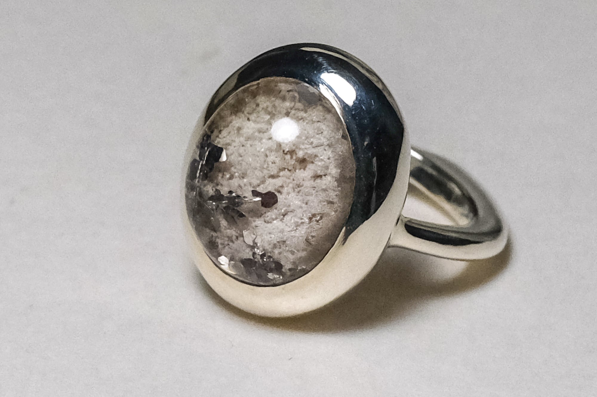 扉 イルメナイトインホワイトガーデンクォーツ リング silver no,293