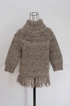 Fringe design turtleneck knit