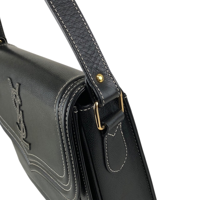 Yves Saint Laurent イヴ・サンローラン ショルダーバッグ ブラック YSLロゴ レザー vintage ヴィンテージ オールド wvtdki