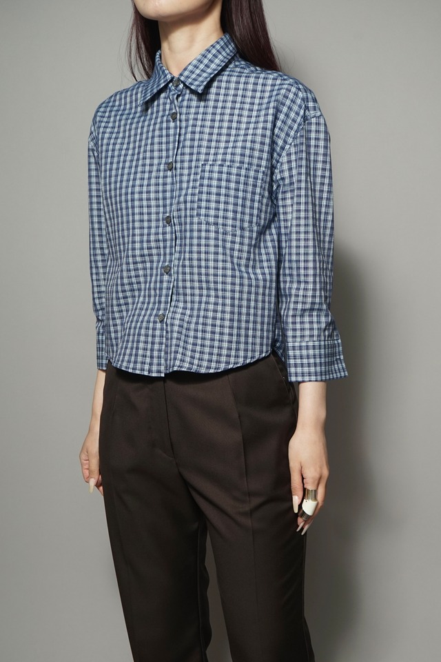 PLAID SHIRT (NAVY) 2402-52-845