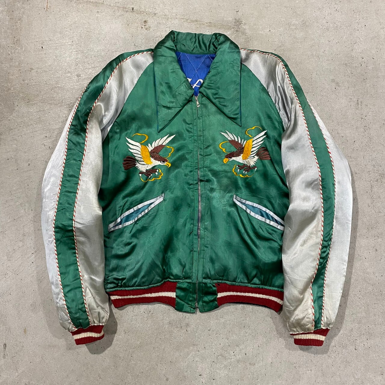 50年代 50s 刺繍 虎 鷹 JAPAN スーベニアジャケット リバーシブル  