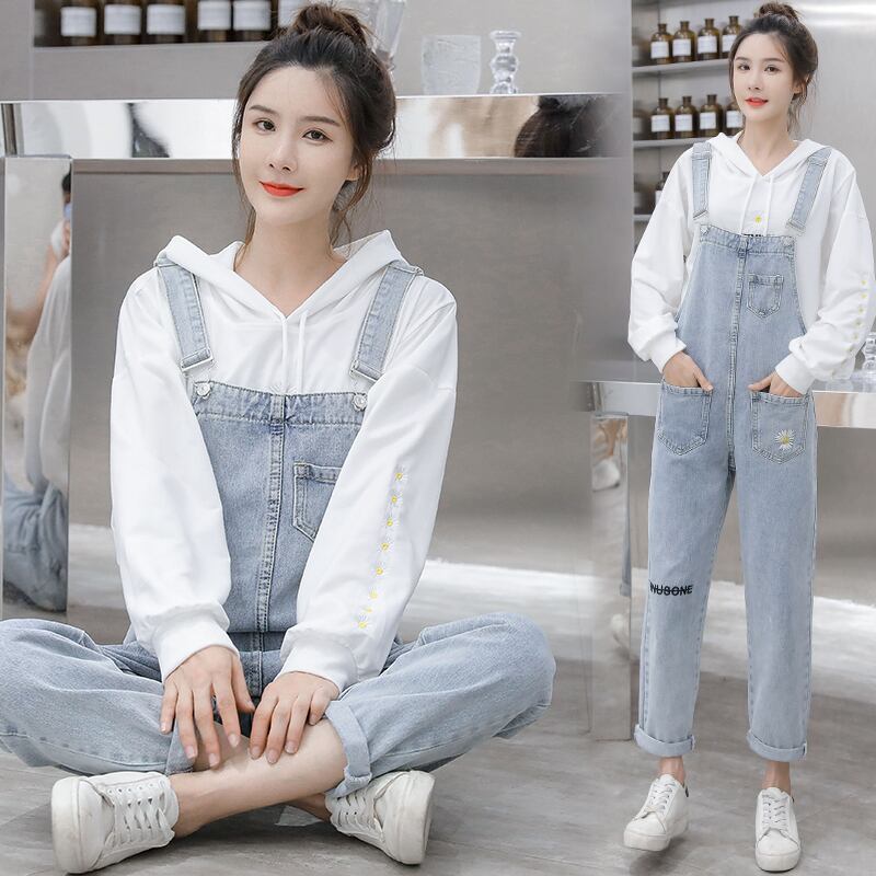 【新作】【送料無料】 683＃2021春ライトブルーデニムマタニティビブジーンズルーズジャンプスーツ妊婦妊娠オーバーオールパンツ スプリング 春物 AL expec42305457717