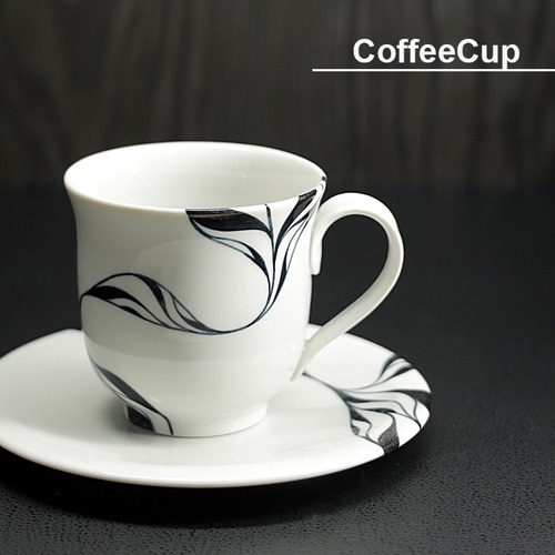 砥部焼 おしゃれ 【コーヒーカップ】 ティーカップ モダン 白黒 窯元 和将窯 Washo-109