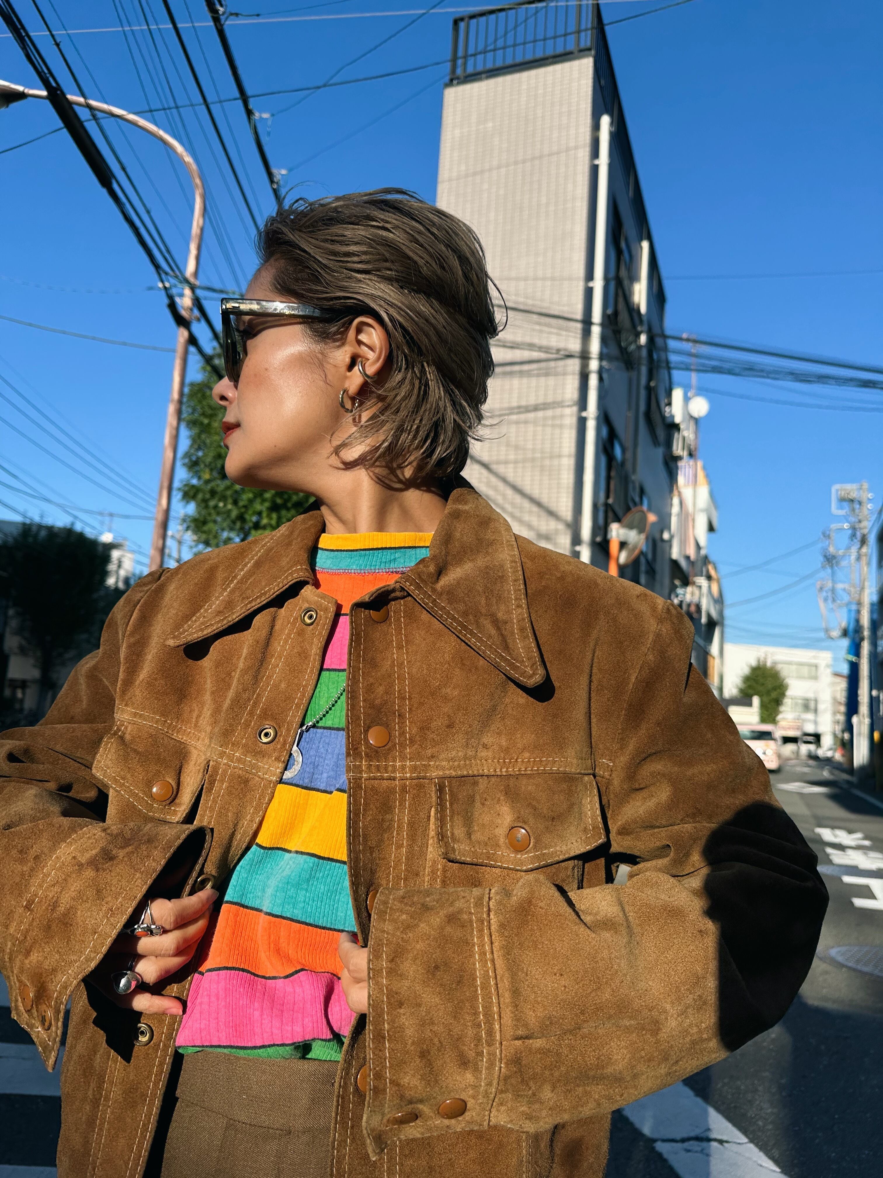 (OT367)70's suede leather jacket made in Mexico