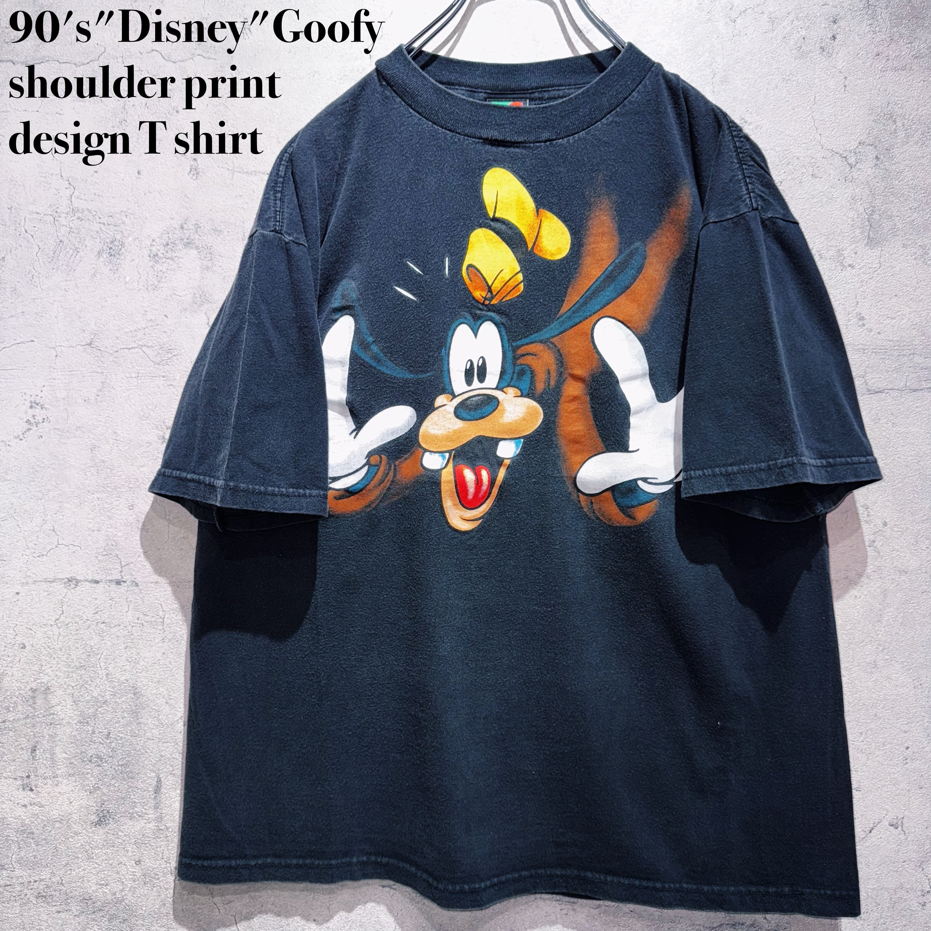 90's"Disney"Goofy shoulder print design T shirt