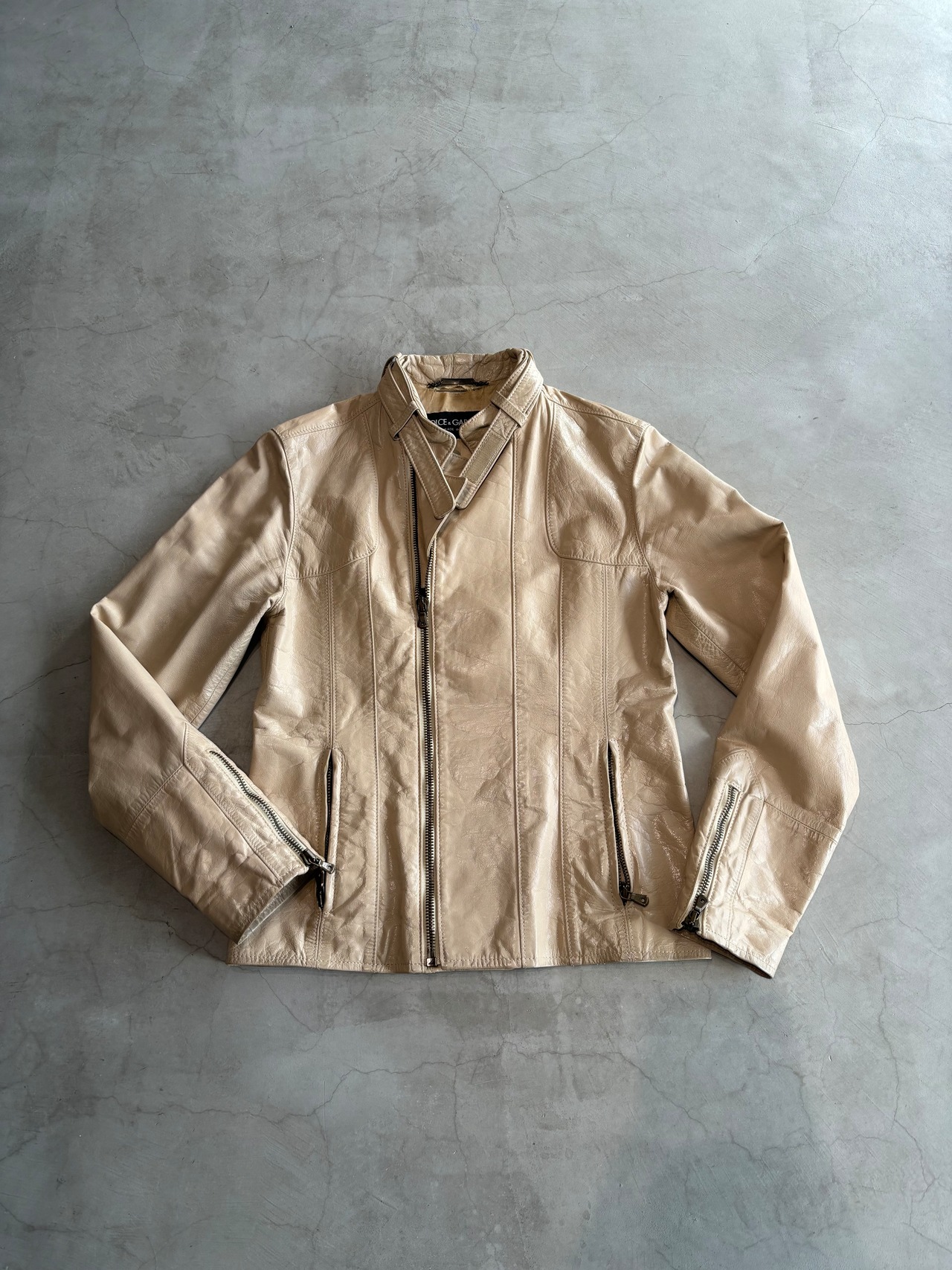 DOLCE&GABBANA, Leather Jacket Beige