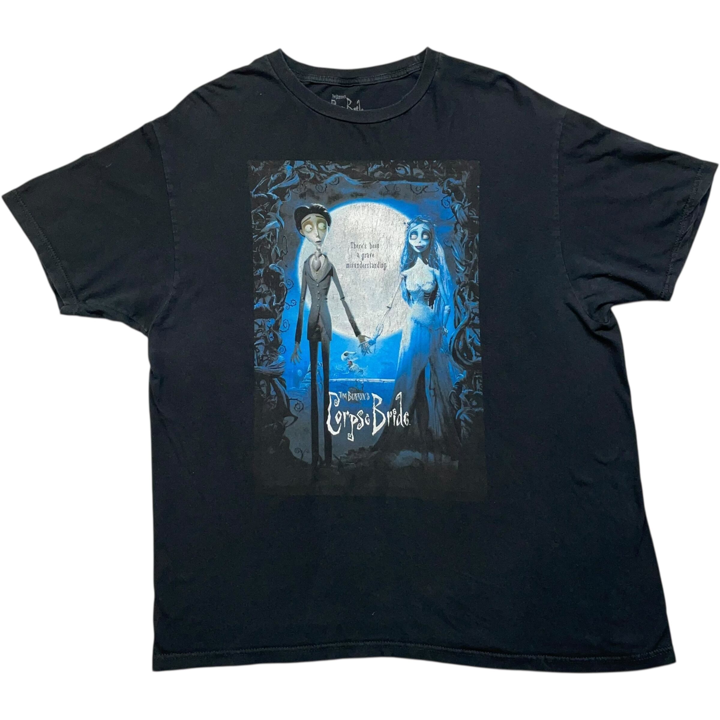 《XL》 ムービーTシャツ ティム・バートンのコープスブライド プリント ブラック no.7602