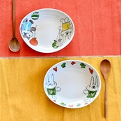 村田菜穂美作　楕円中ボウル　「うさちゃんとトランプ」[ 2104130001208 ]