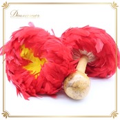 フラダンス ウリウリ マラカス 小物 小道具 楽器 レッド系 赤 イエロー系 黄色 一体型 民族舞踊 民族楽器 ダンス タヒチアン 羽 ファー イベント 舞台 発表会 練習 タヒチアンダンス カラフル 赤色 黄色系 マラカス楽器 ダンス小物