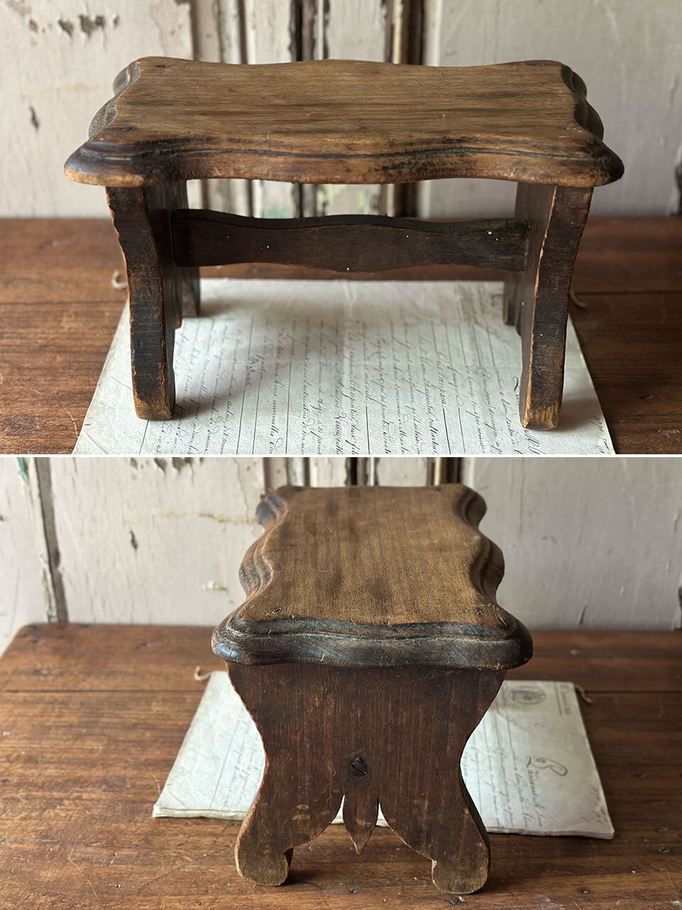 アンティーク　踏み台 木製 踏み台 ステップ台 装飾脚 | Brocante de La Cocotte （フランス