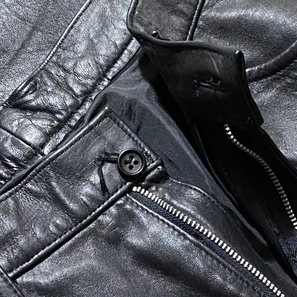 old TETE HOMME black leather pants | NOIR ONLINE