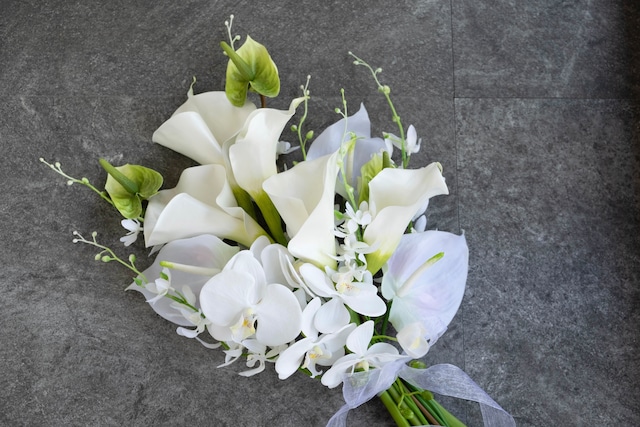 【受注生産】Calla Lily Orchid White Bouquet /オーダーブーケ/ウェディンブーケ/カラー/胡蝶蘭/オーキッド/アンスリウム