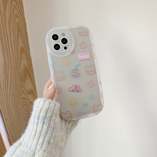 ◆iPhone13 12 11 Pro Maxケース 落書き クリア 保護カバー アイフォンXRケース イラスト 可愛い おしゃれ♥