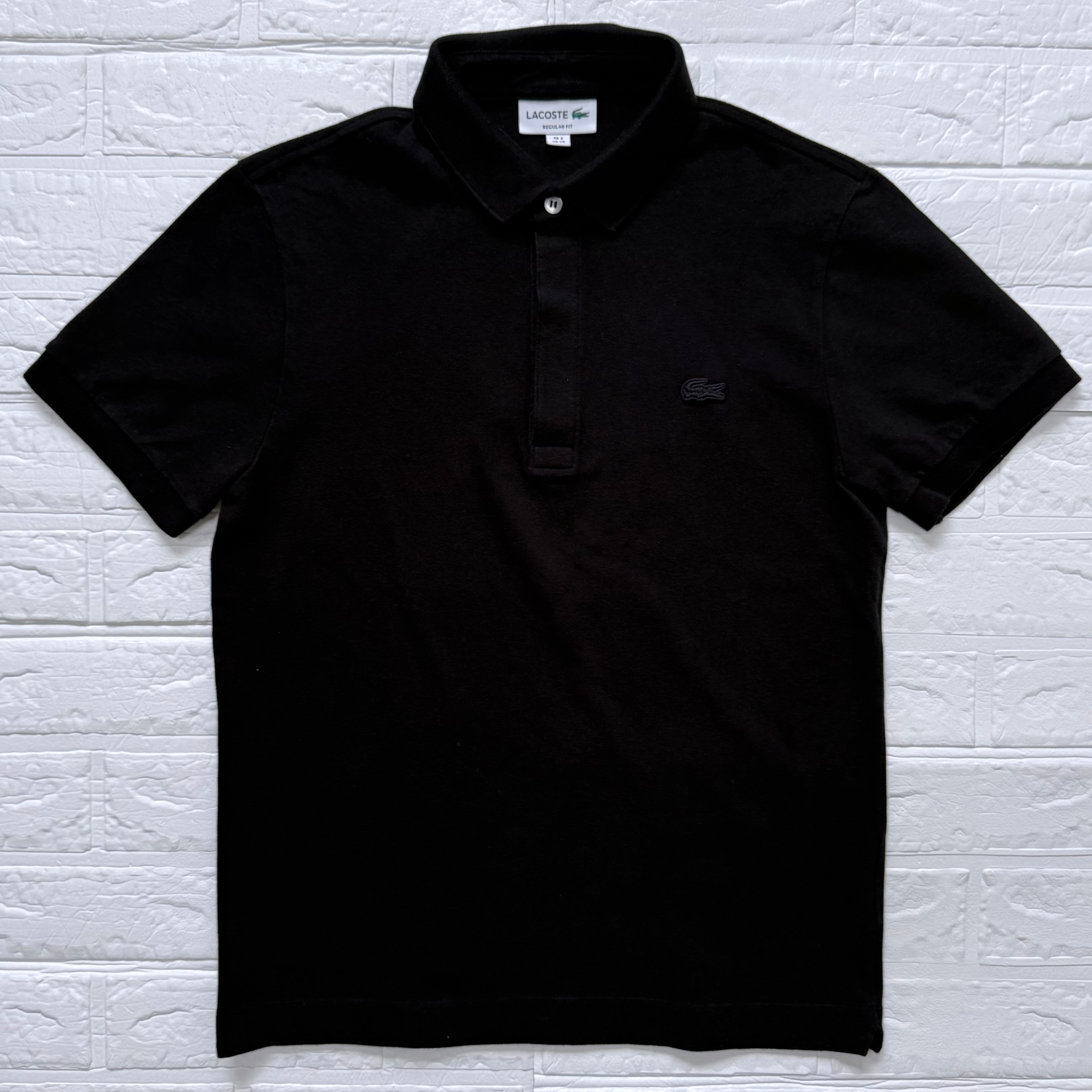 LACOSTE PH5522L PARIS コットン 鹿子 半袖ポロシャツ ブラック サイズ