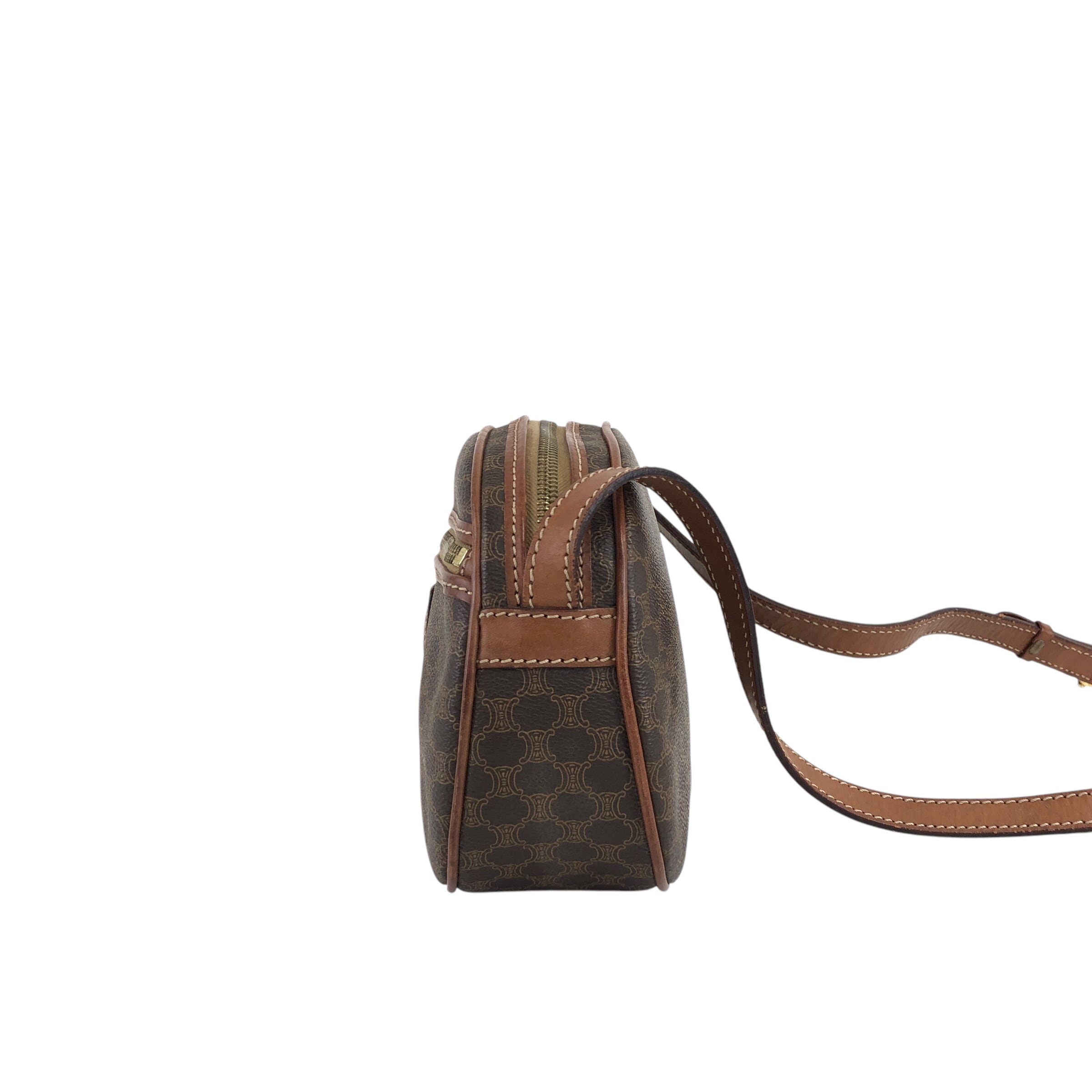 CELINE セリーヌ マカダム ショルダーバッグ ブラウン ブラゾン型押し